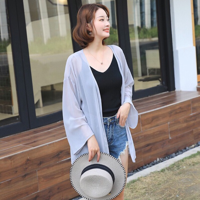 CARDIGAN PLAIN KOREA LUARAN SIFON TRANSPARAN OUTER POLOS CHIFFON