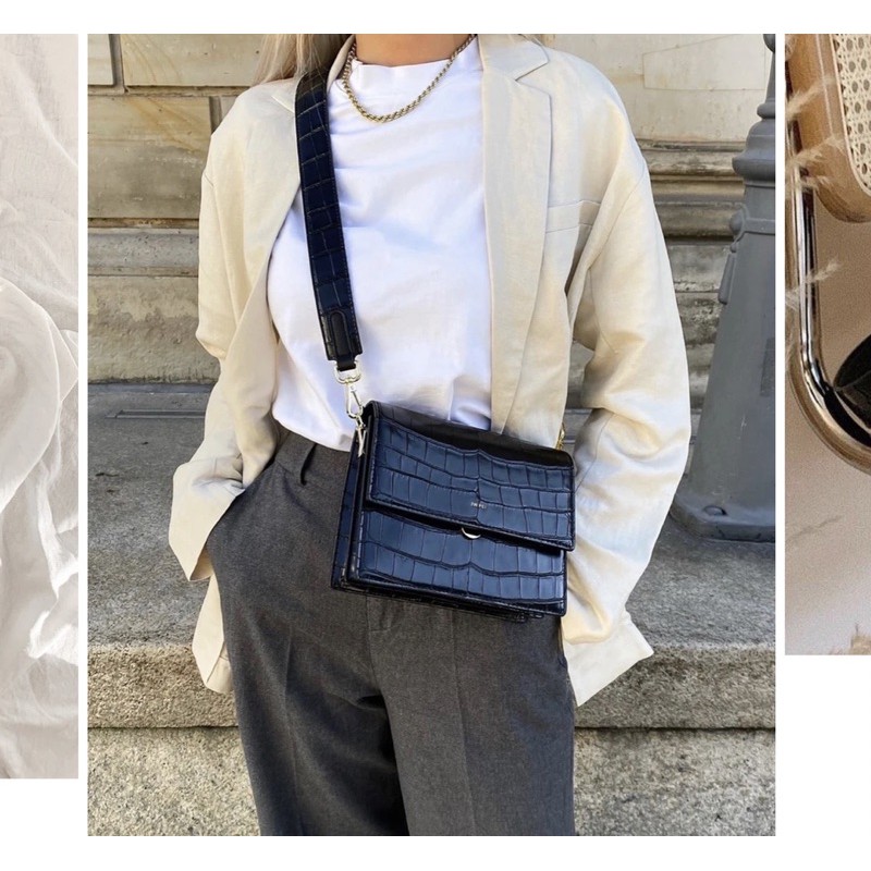 JW PEI Mini Flap Bag - Black Croc 