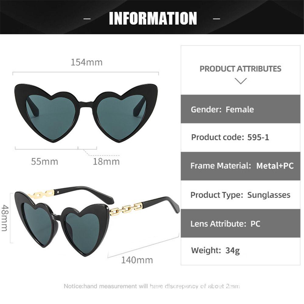 R-flower Heart Sunglasses Novelty Metal Chain Temples Eyewear Wanita Shades