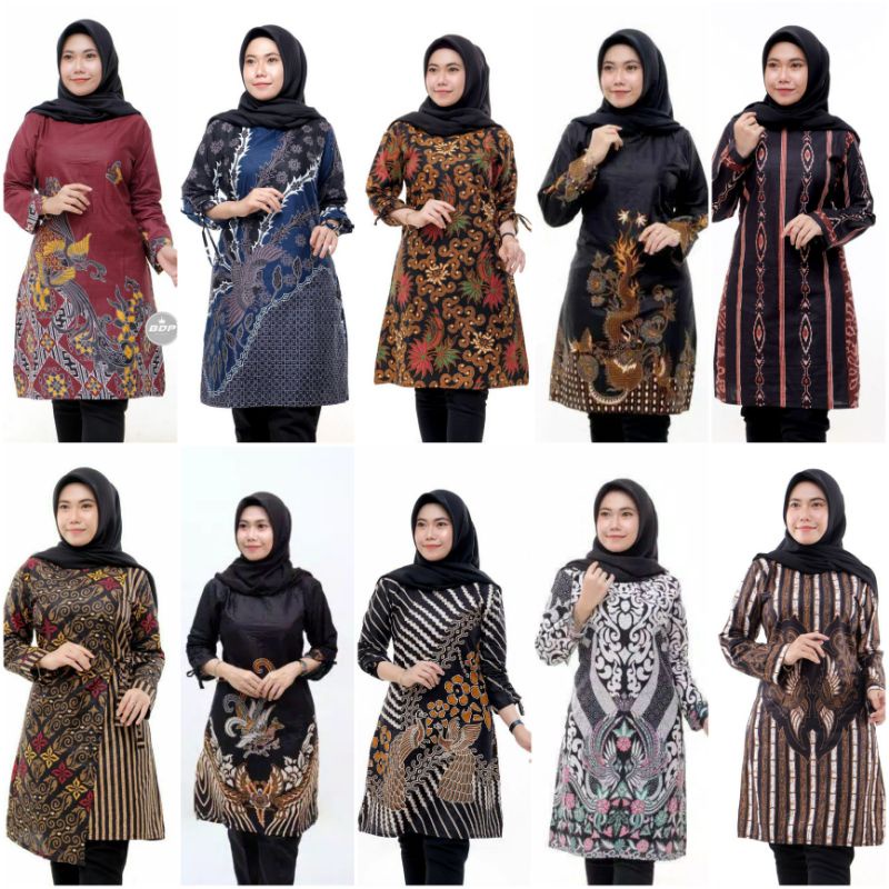 Tunik Batik Atasan Batik Wanita Modern Motif Terbaru M L XL XXL