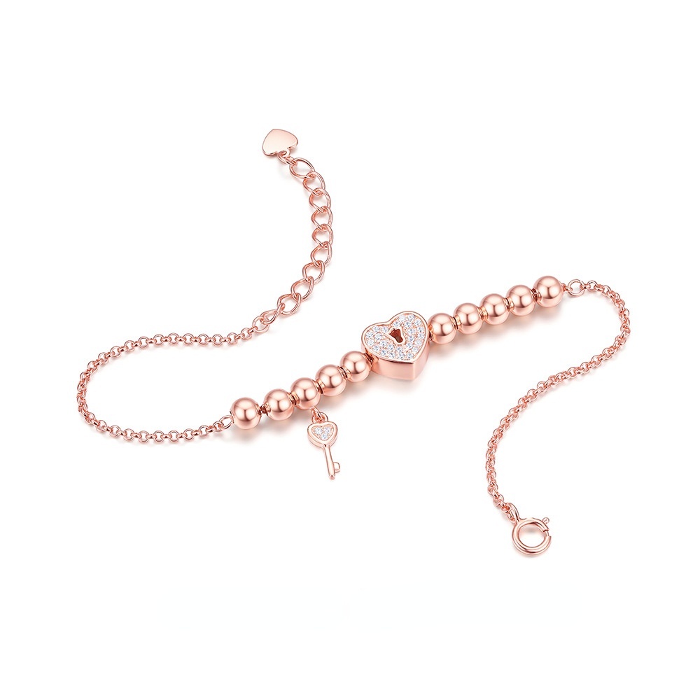 Gelang Berlian Bahan Stainless Steel S925 Warna Rose Gold Untuk Wanita