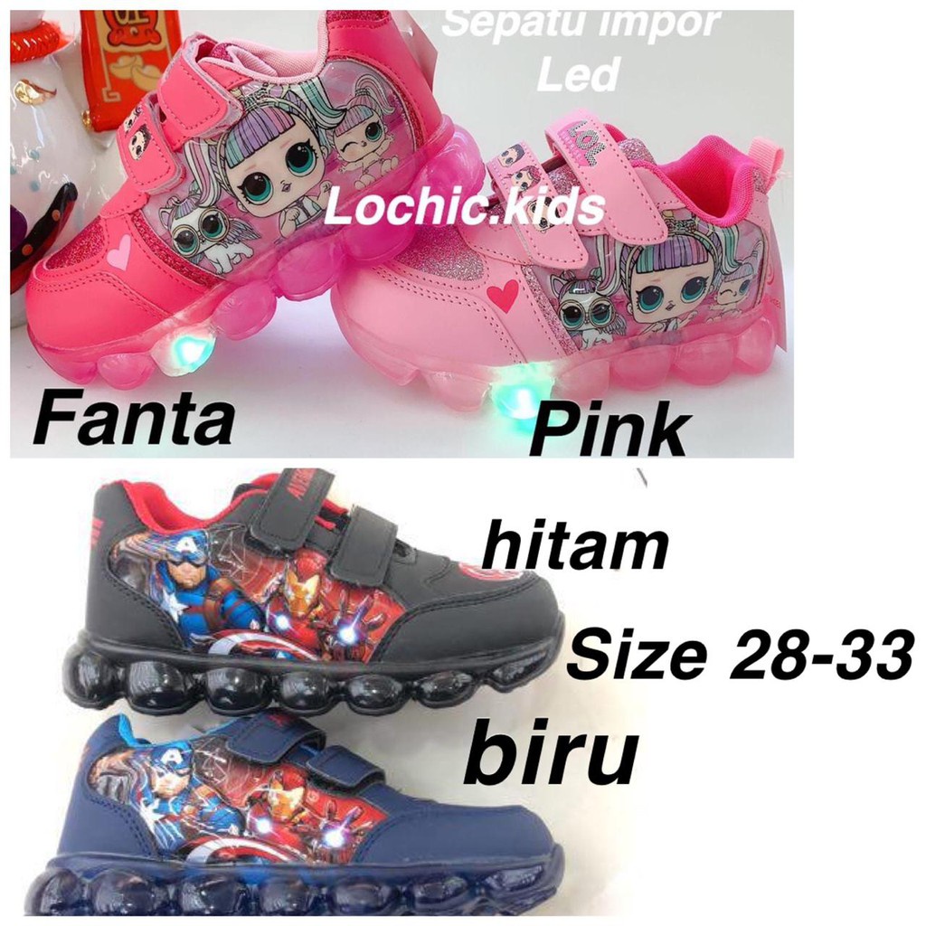 (LOLI-JKT) 366 Sepatu LOL AVENGERS LED Anak Terbaru Size 28-33