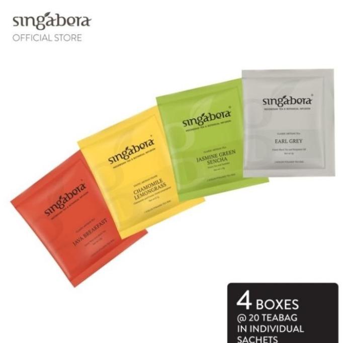 

[ COD ] Singabera Tea & Tisane - Cafe Starter Pack - 4 Variants @ 20 sachets TERPERCAYA Kode 765
