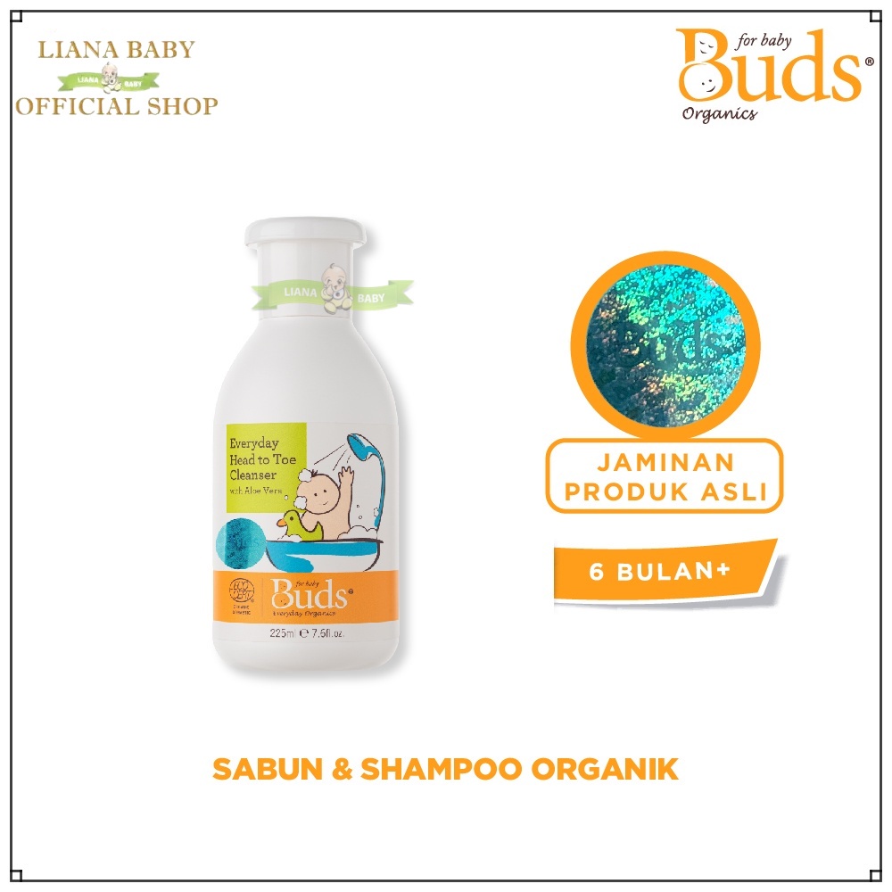 BUDS ORGANICS EVERYDAY HEAD TO TOE CLEANSER 225ML&amp; 425ML SABUN&amp;SHAMPO PERAWATAN KULIT BAYI