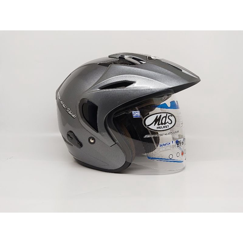 Helm Half Face Double Visor | Mds Pro M-2 Grey/Black Metalik