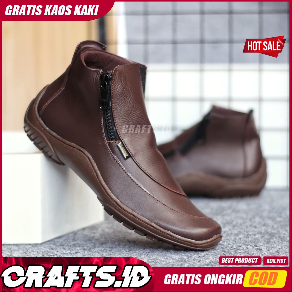 CRAFTS X CORA Sepatu Casual Formal Kulit Asli Kasual Pantofel Kerja Kantor Pria Cowok