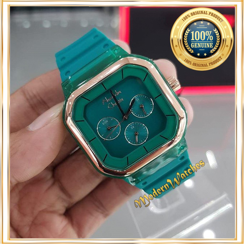 Jam Tangan Ori Wanita Alexandre Christie AC 2811 Green Hijau Rosegold Ijo Alexader Christy Original