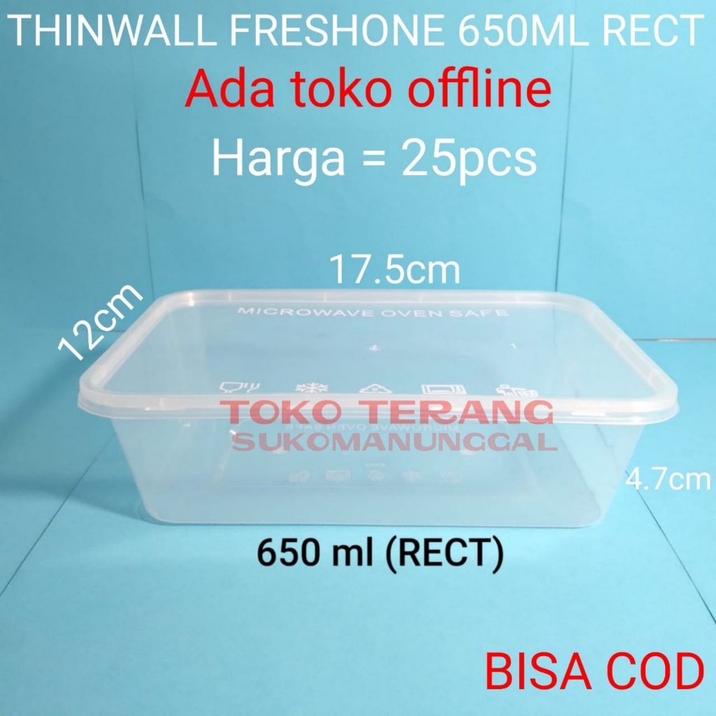 Thinwall food container 650ml / Kotak Makan Bening / Mangkok plastik / Mangkok Bening
