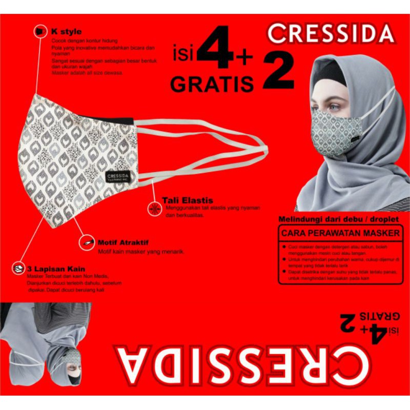 Masker Cressida Hijab 4pcs Free 2pcs