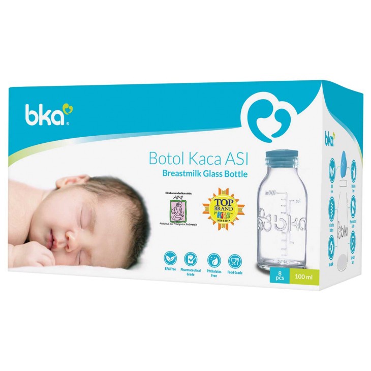 BKA Breastmilk Glass Bottle 100ml / Botol Kaca Asi Isi 8 Pcs