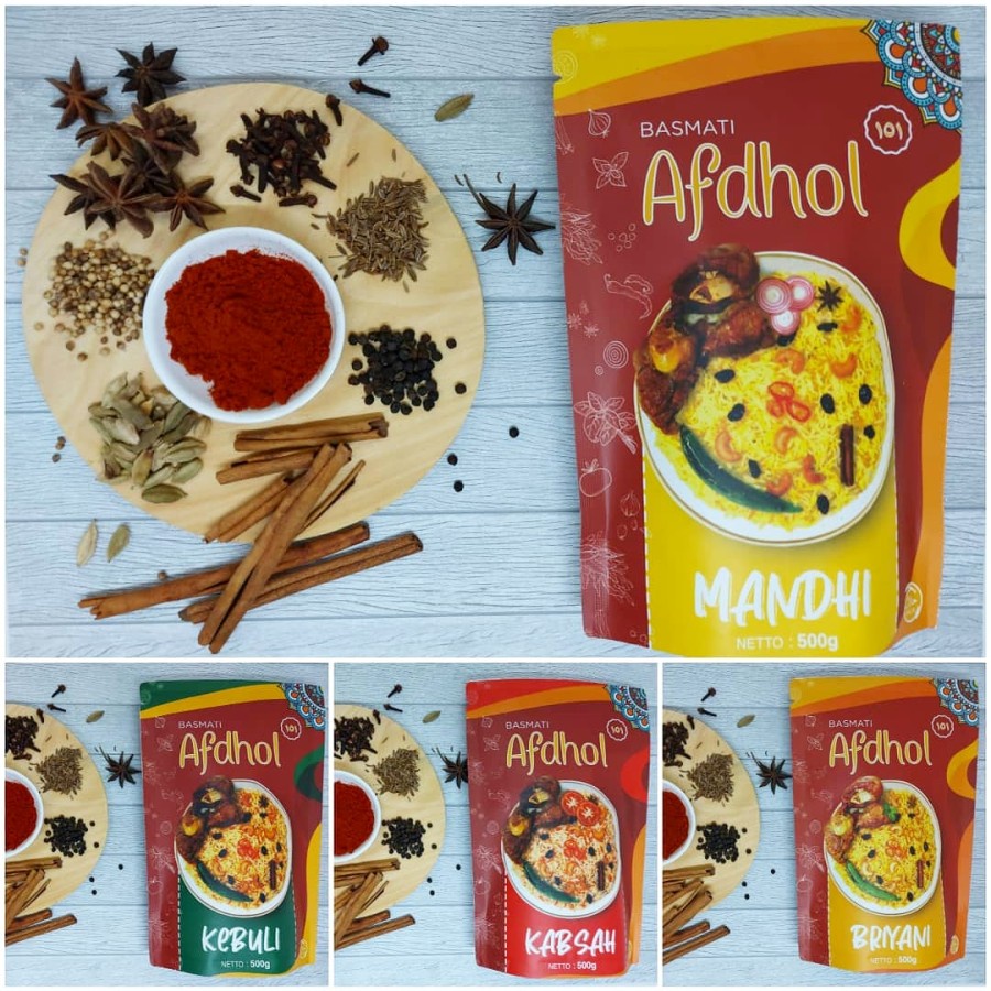 

Terlaris beras basmati afdhol kebuli mandi briyani kabsah tinggal masak lengkap dengan bumbu DLL