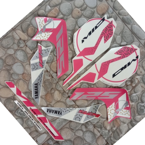 stiker striping motor mio m3 125 tahun 2015 putih pink