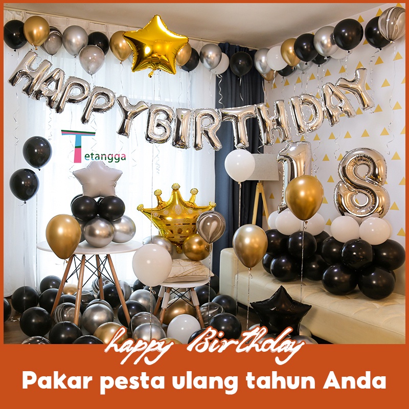 Balon  Paket Dekorasi Ulang Tahun anak Tema Dekorasi Backdrop Ulangtahun Gold Anak Suvenir Pesta Kejutan