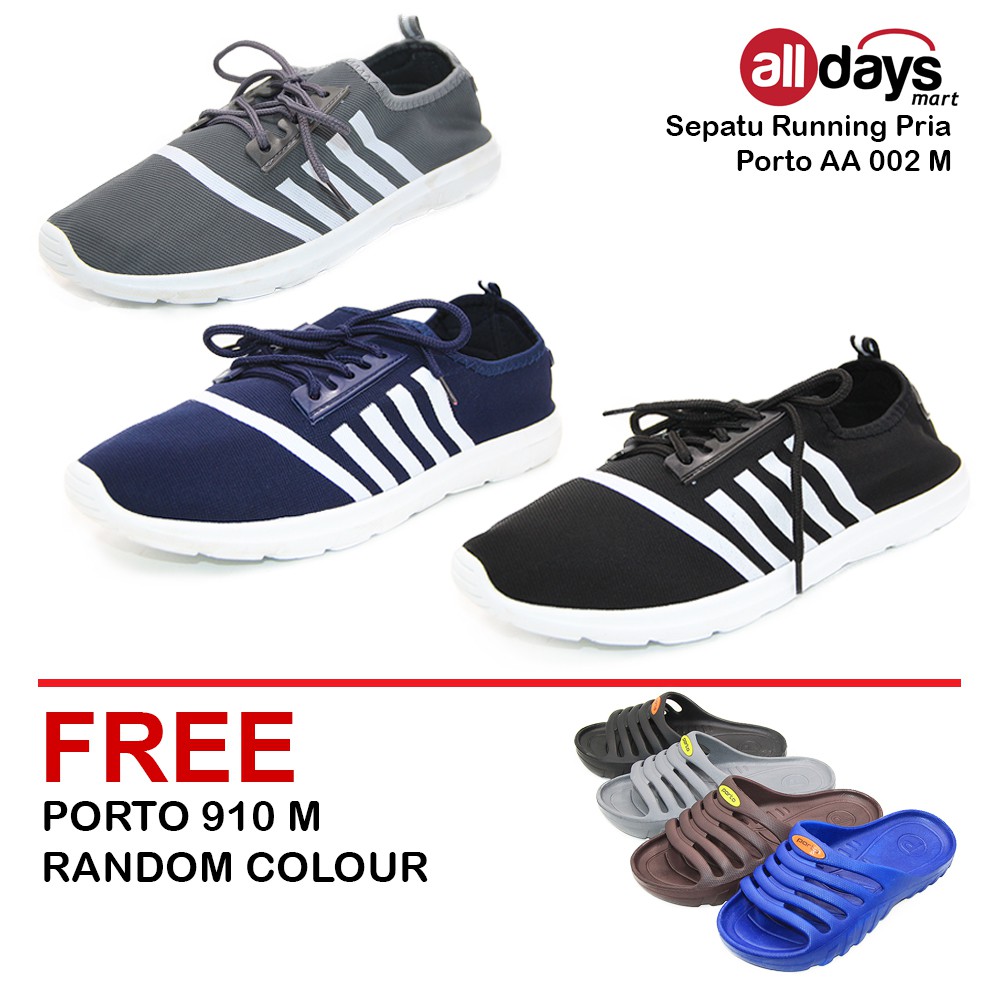 Porto Sepatu Sports Pria AA 002M [FREE] Sandal Pria Porto 910 M atau 901 M Size 39-43