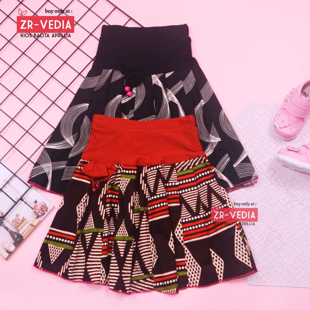 Rok Batik Anak uk. 3-4 Tahun / Skirt Pendek Anak Perempuan Murah Motif Etnik Kaos Lucu Grosir Adem