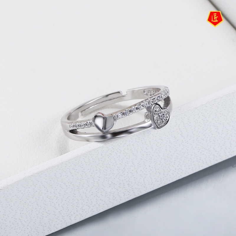 [Ready Stock]Minimalist Creative Heart-Shaped Diamond Ring