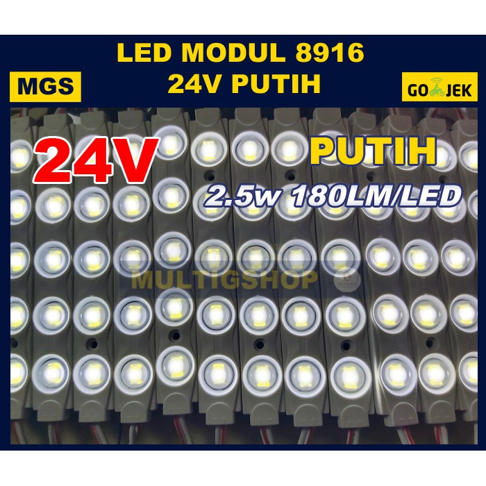 100PCS Modul 5630 5 LED + Lensa Type 8916 24V - Putih