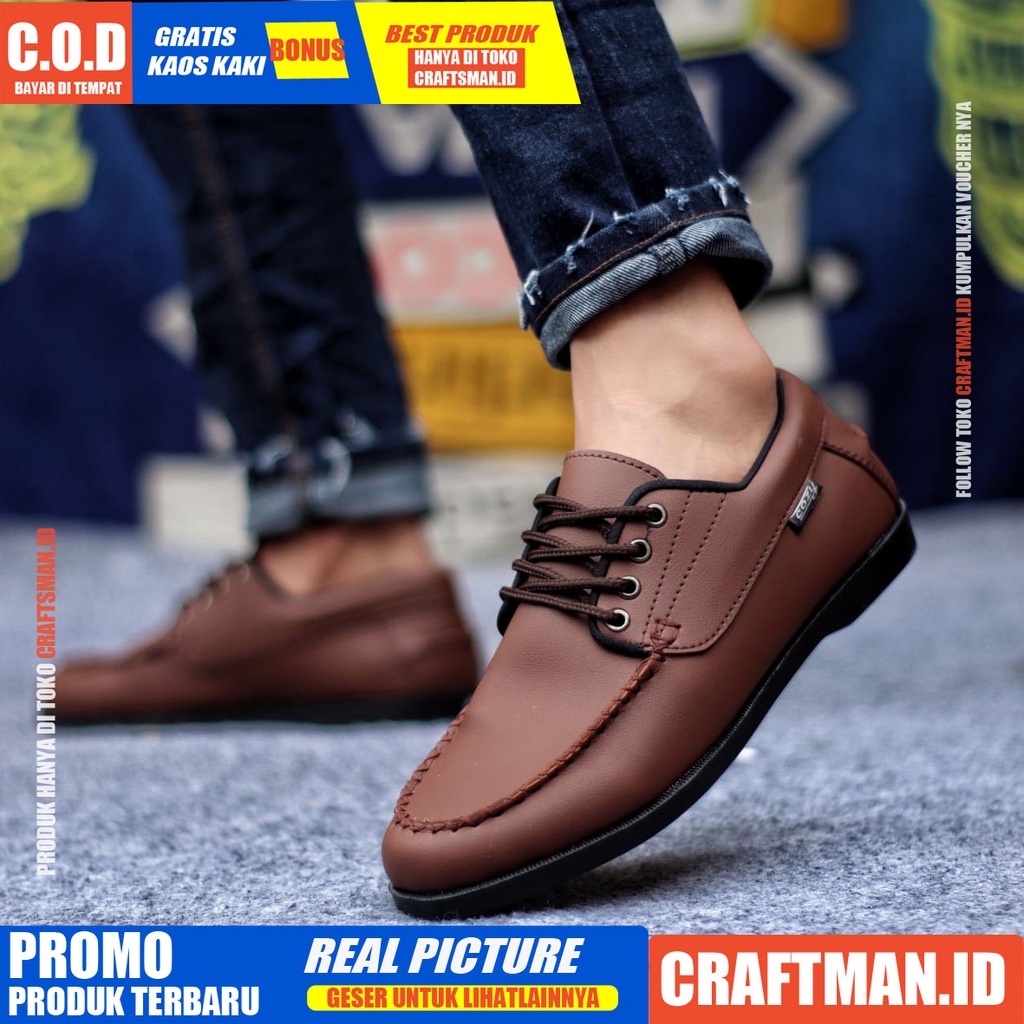 CRAFTS - Sepatu Pantofel Formal Casual Hitam Kulit PU Pria Kerja