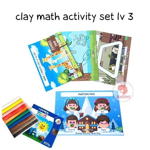 Zoetoys Clay Mat Activity Kit Set | Lyra 10 Colours Lilin Cetak Tanah Liat DAS Modelling Soft Clay | Activity Card Kartu Aktivitas Mainan Edukasi Anak