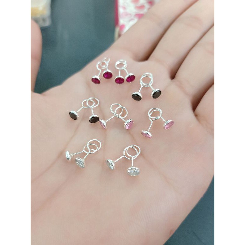 ANTING TOGE MATA WARNA PERAK 925 SILVER