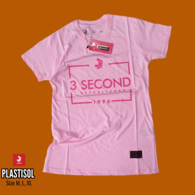 KAOS 3SECOND CEWEK  KOMBINASI LENGAN PENDEK WARNA PINK
