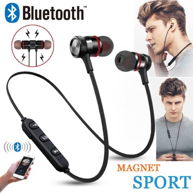 HEADSET BLUETOOTH SPORT MAGNETIC EARPHONE WIRELESS SUARA BAGUS