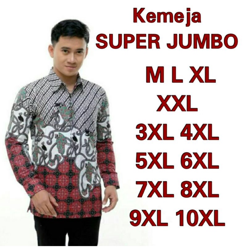 Atasan kemeja batik pria SUPER JUMBO BIG SIZE motif morena | ukuran M-10XL | bahan katun HRB kenongo