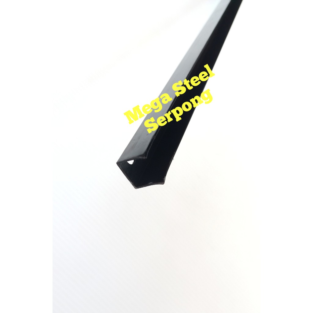 List Lis U Alumunium Hitam Black uk 12 mm x 12 mm, Panjang 119.5 cm