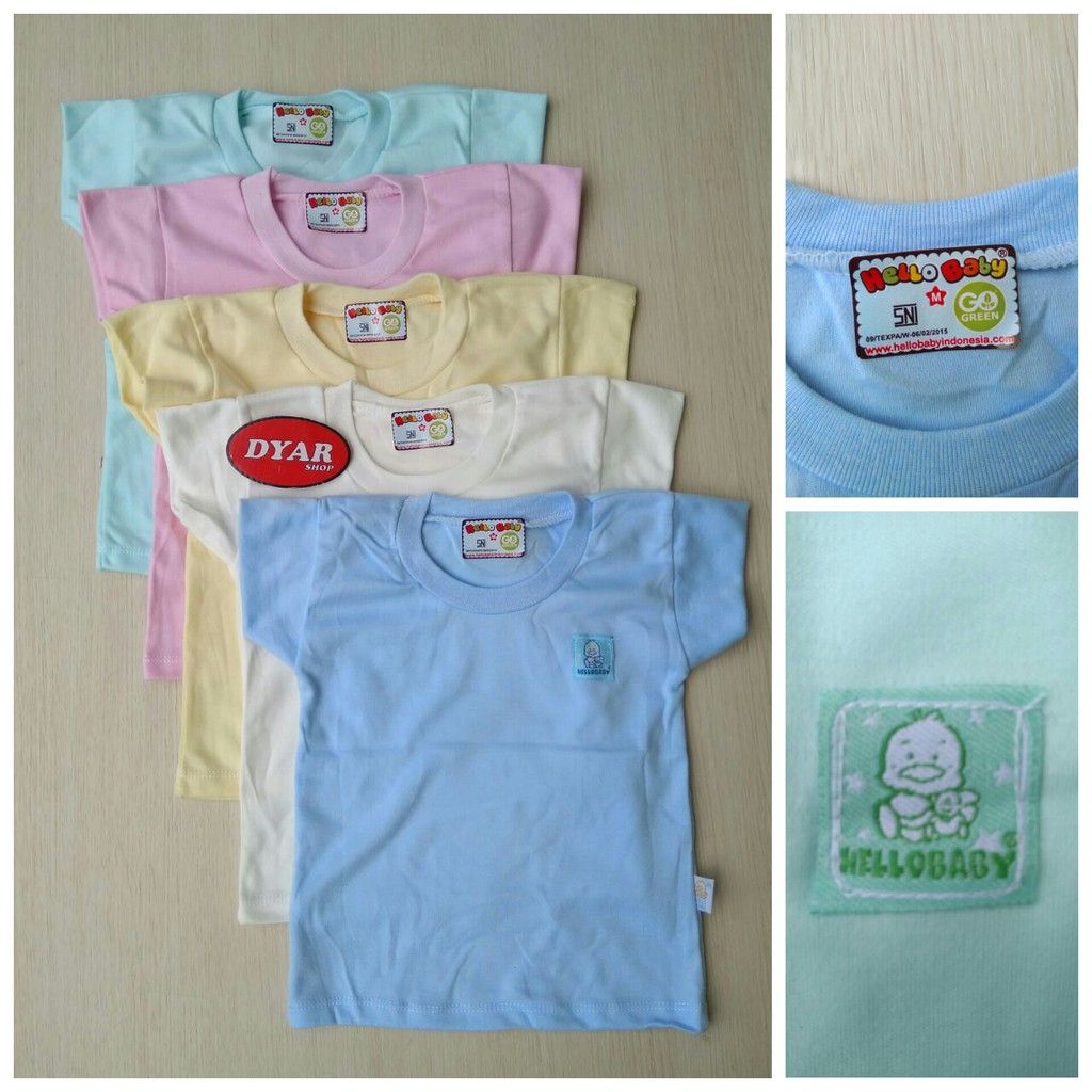 HELLO BABY POLOS | Kaos oblong bayi dan anak  Pakaian bayi | Atasan bayi | Kaos SNI - IX D1-2