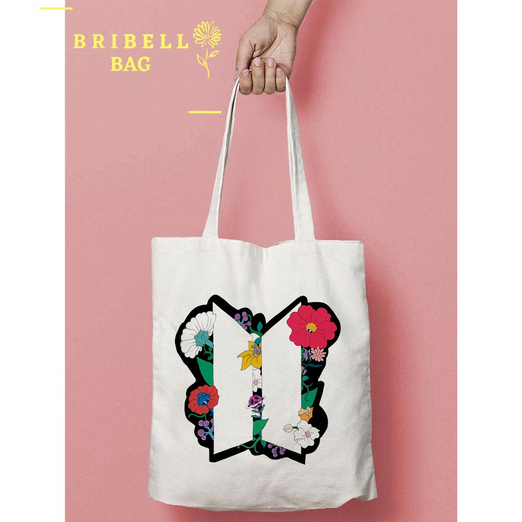 Tote Bag Kanvas Bergambar - BTS Logo Flower