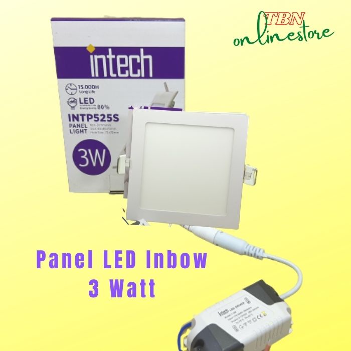 Intech Downlight LED Inbow / Panel LED Inbow INTP525R Lampu Kotak Plafon 3 Watt