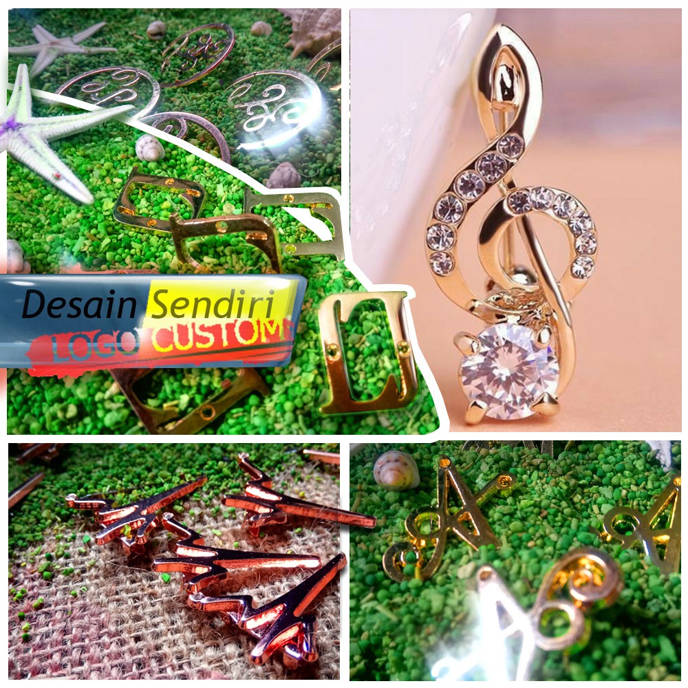 BIKIN LABEL PLAT CUSTOM BAHAN LOGAM COR ALLOY ANHASS SISTIM DIECASTING UNTUK AKSESORIS HIJAB JILBAB