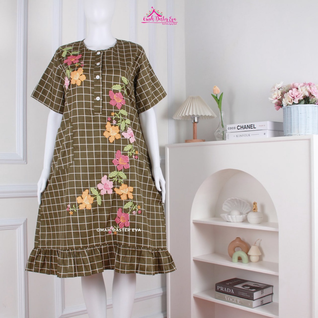 Daster Pendek Rumbai Army Bordir Original Omah Daster Eva Busui Friendly