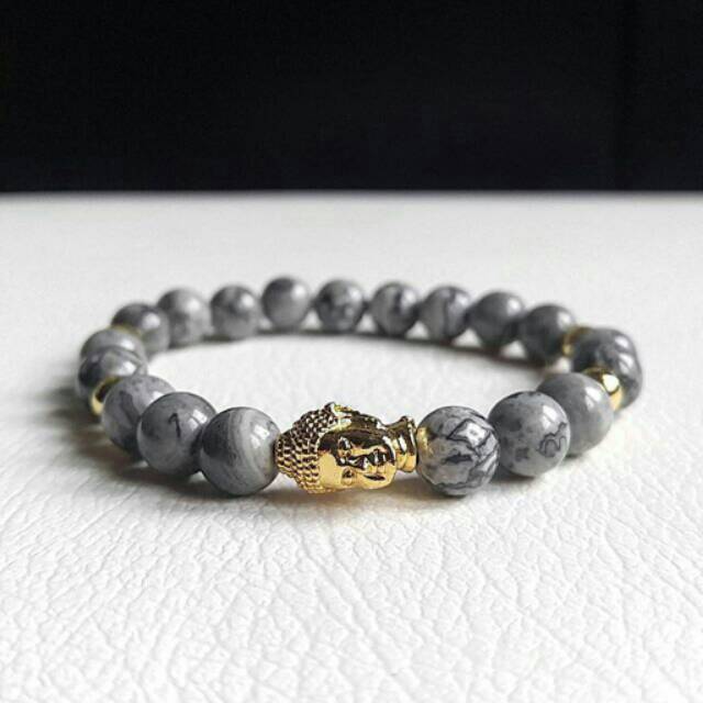 Grey Jasper Buddha Bracelet