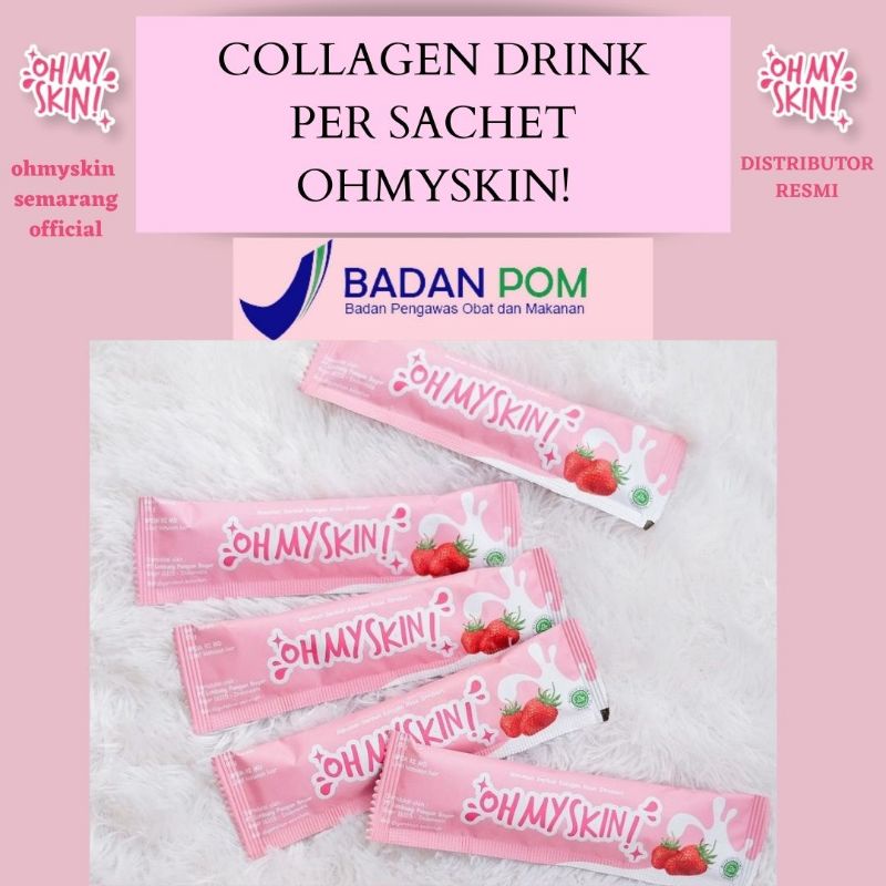[Per Sachet] Collagen Drink Ohmyskin Sertifikat Halal MUI+BPOM,Minuman Pemutih Usia 20an keatas