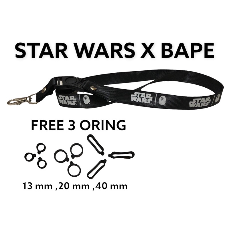 

Lanyard bahan nilon motif STAR x BP gantungan hp,oring,name tag
