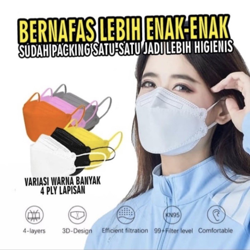 Masker KN95 C-CARE / CAREION kemasan satuan Duckbill / Earloop / KF94 Warna