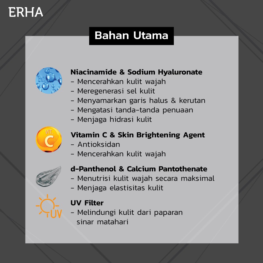 ERHA Pelembab Wajah Essential Moisturizer, Anti Aging dgn Niacinamide