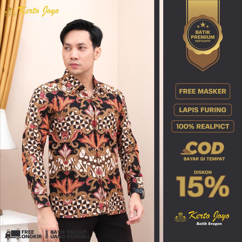 [LIMITED] Baju Batik Lengan Panjang Kemeja Batik Solo Premium Slimfit  Modern Pria batik Aluna ASD-027