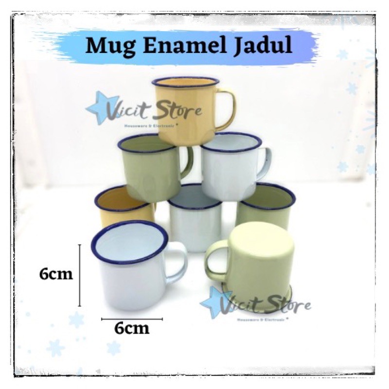 Mug Enamel Jadul / Mug Souvenir / Mug Kopi / Mug teh Enamel 6cm