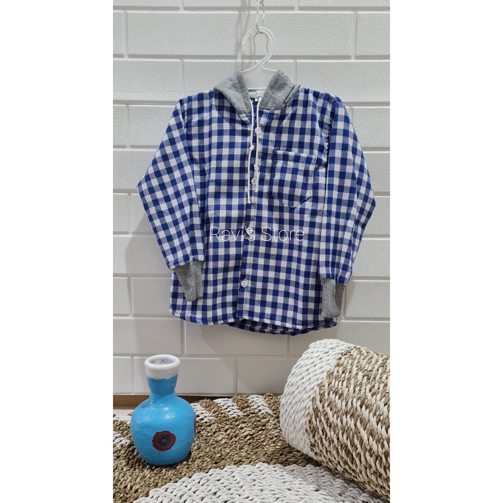 Kemeja Flanel Hoodie Anak 1-10 th Sweater Hodi Cowok Cewek Ravis Store