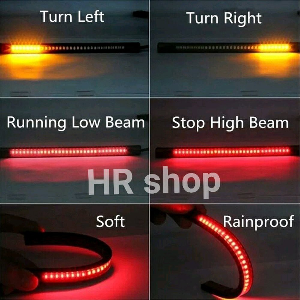 Silakan Order Lampu Led strip Flexible Belakang Motor dan mobil 17cm Rem sen senja Berkualitas