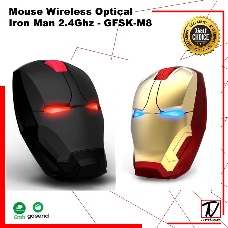 Mouse Wireless Optical Iron Man 2.4Ghz / Mouse Wirelles Super Hero Iron Man