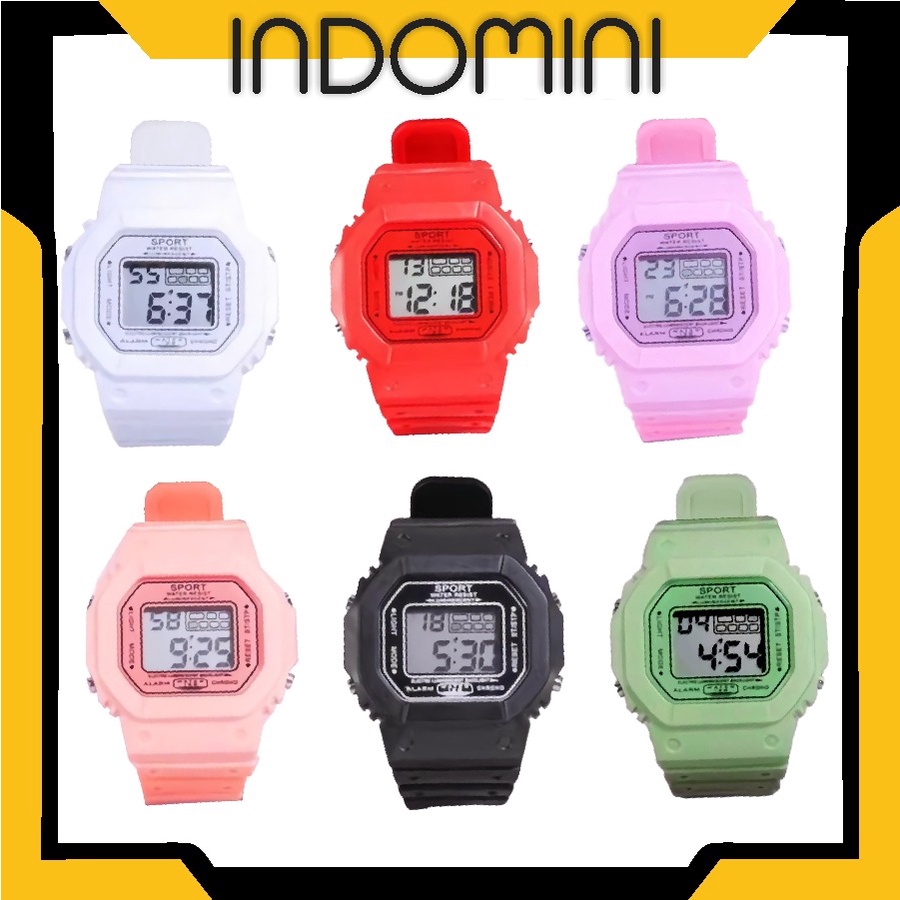 INDOMINI JT031 JAM TANGAN STRAP RUBBER DIGITAL FASHION KOREA STYLE SPORT LED PRIA WANITA IMPORT