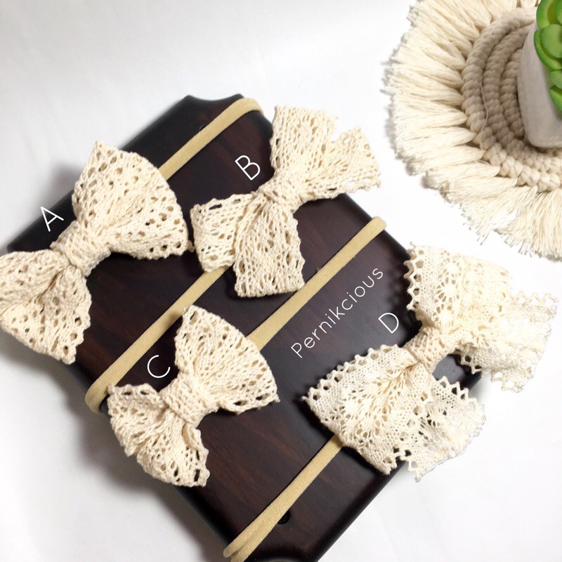Pernikcious Bandana Bayi Nylon USA Vintage Style Newborn Headband Jepit Rambut Hairbow