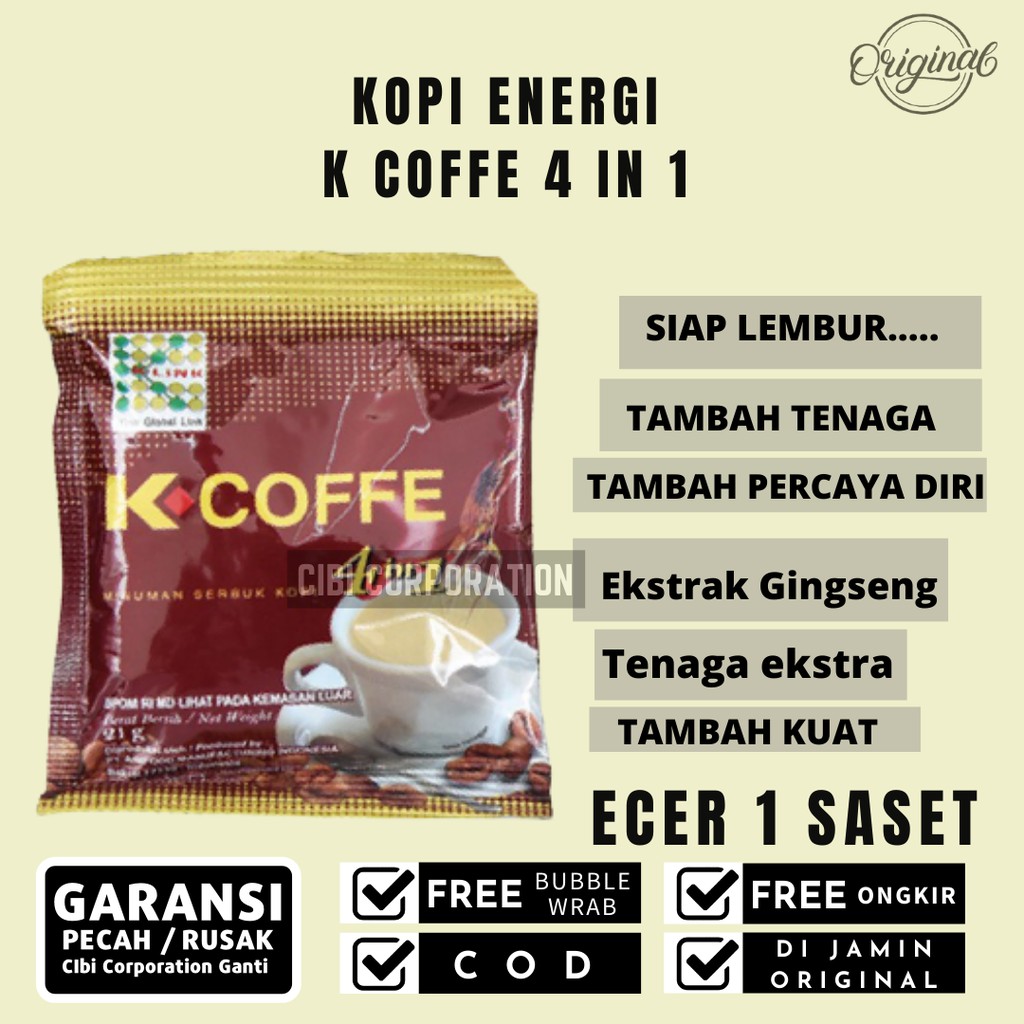 Kopi K link Kopi Greng Kopi Stamina Pria Wanita Tahan Lama K-Coffee 4in1 Extract Ginseng