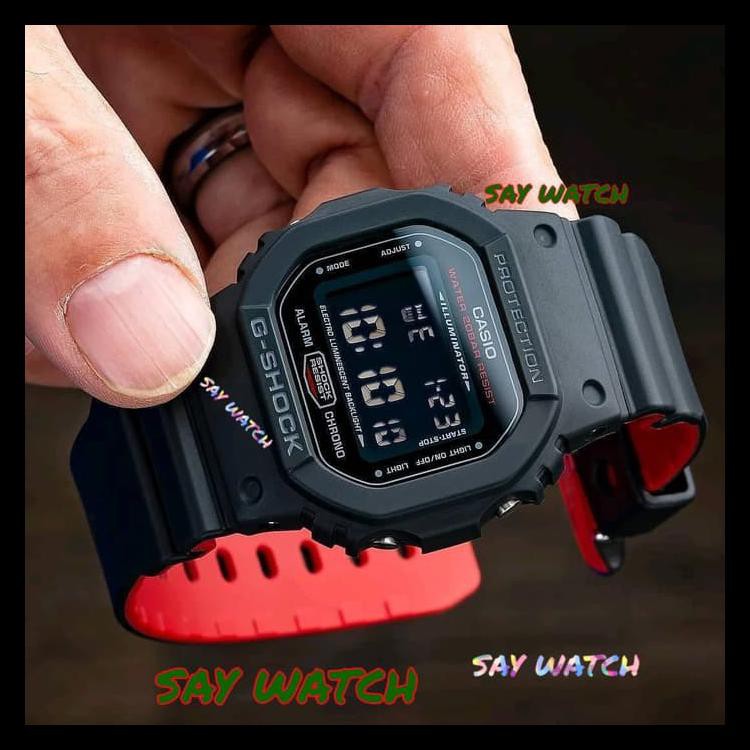 Indh Jam Tangan Casio G-Shock DW-5600 Full Black Original BM 5600 DW5600 - Merah TERPERCAYA Kode 708