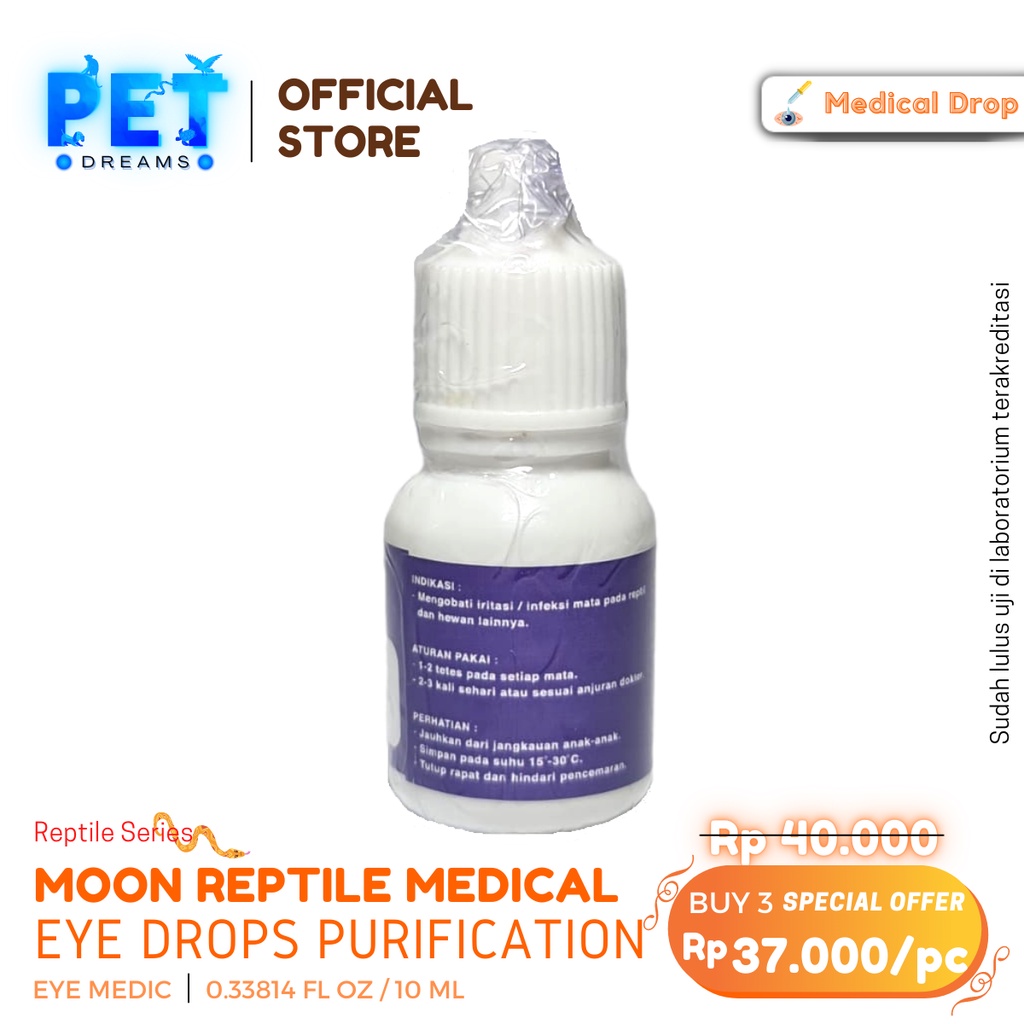 PROMO MOON REPTILE OBAT TETES MATA BENGKAK SAKIT MATA INFEKSI REPTIL KURA TORTO SULCATA PARDALIS