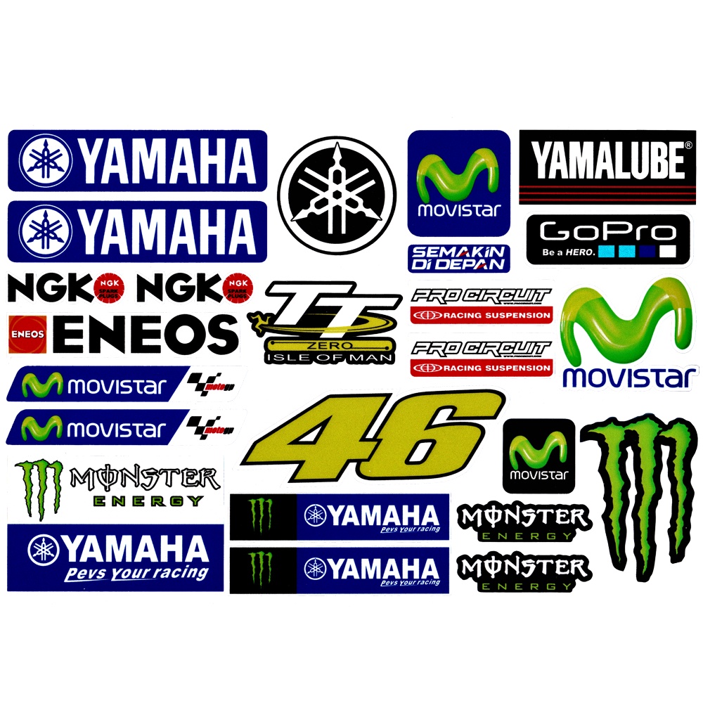 Stiker Reflektif Motif Monster Untuk Dekorasi Helm Motor YAMAHA SS110 Y100 SS2 Y80 Y15 F310 NVX R15