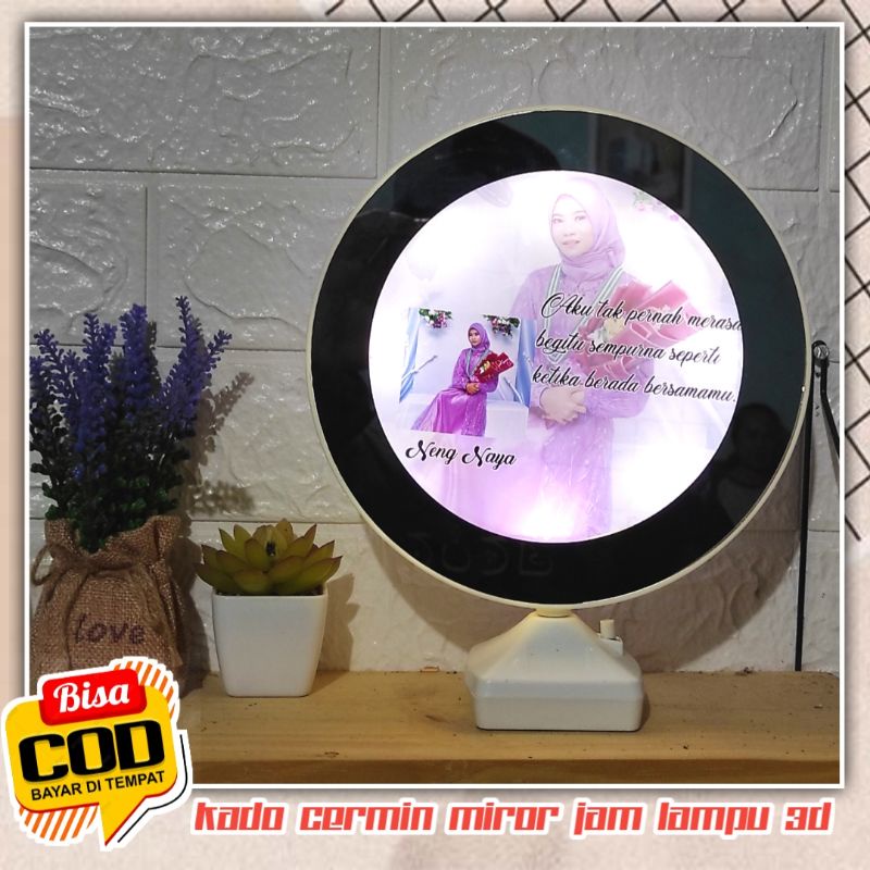 Kado unik cermin ajaib mirror jam 3d free kabel Usb